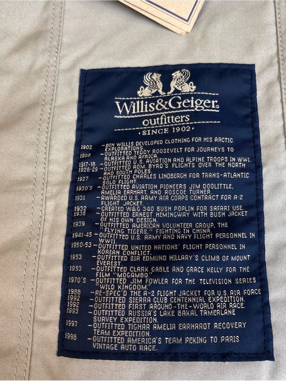 Willis & Geiger Ultralight Travel Luggage Garment Bag Bush Poplin Safari Men’s